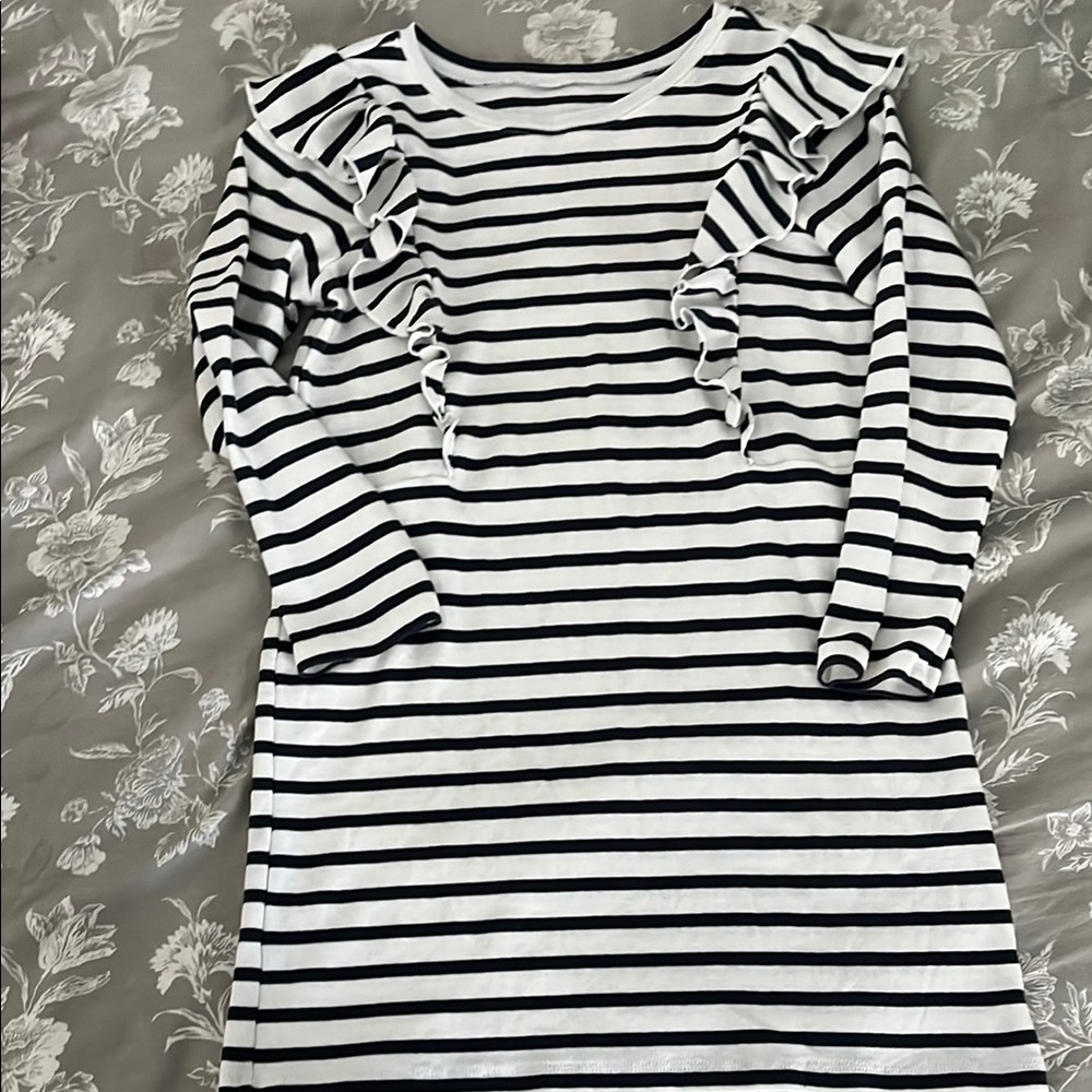 Tea Striped Ruffle Long tunic/ dress